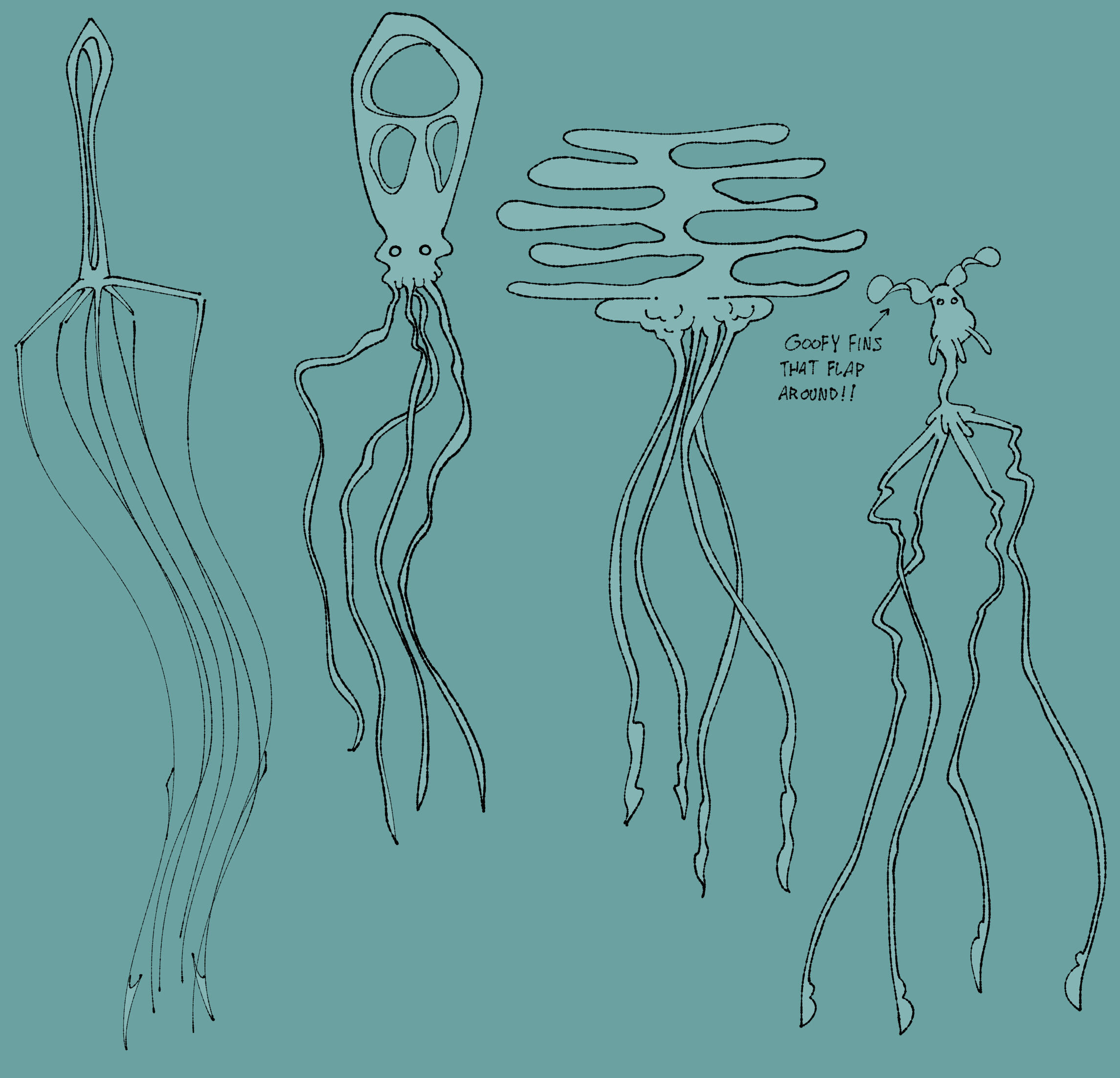 squid alien sketches